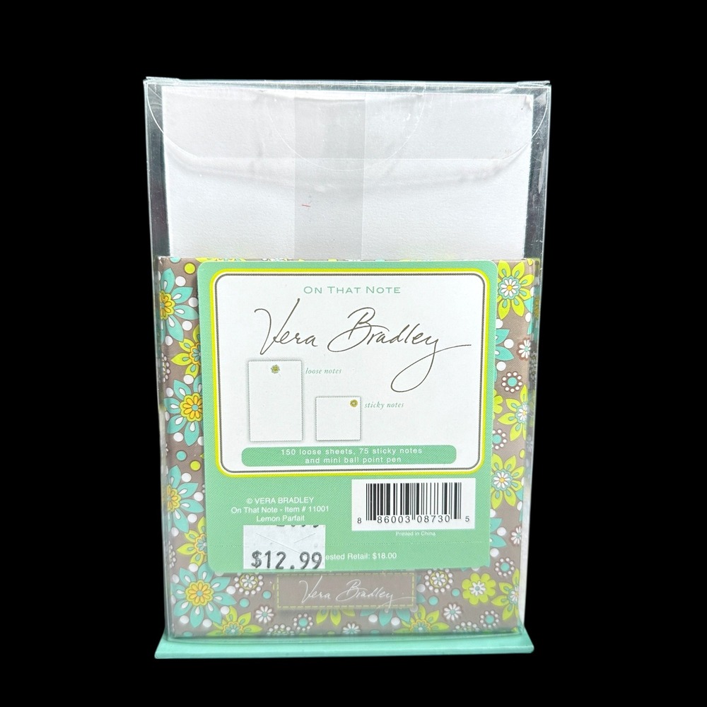 Vera Bradley ~ On That Note Lemon Parfait ~ Desktop Stationery Set‎ NOS Sealed